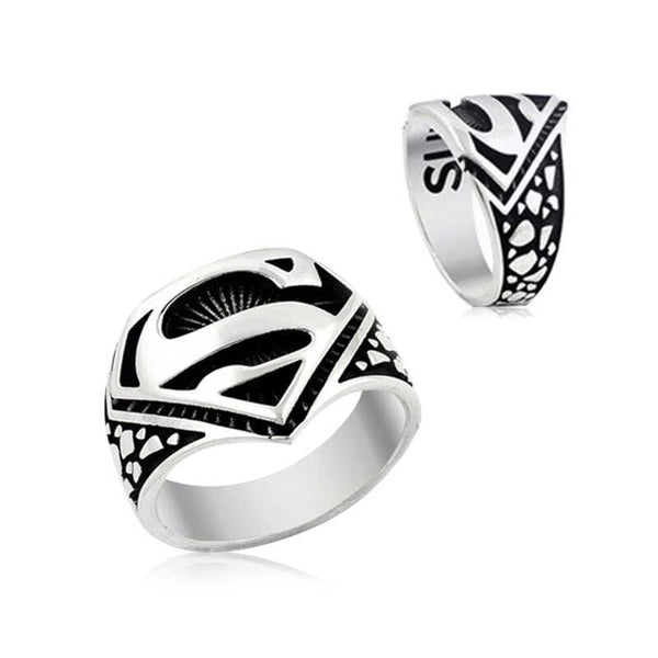 Superman Ring 925 Sterling Silver Jewelry Men