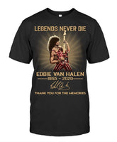 Eddie Van Halen Guitarist T-Shirt 'Legends Never Die' SJA