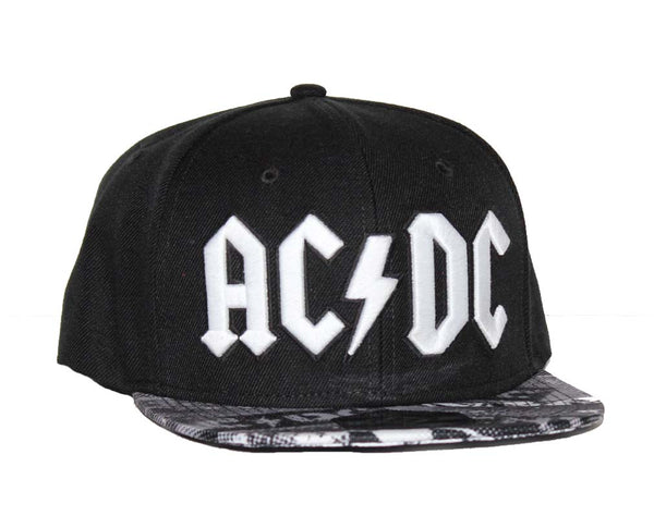 AC/DC Black Wool Blend Flat Bill Hat with Sublimated Visor