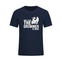 T-Shirt 'Keep Calm The Drummer Is Here' Musique pour hommes Hauts de couleurs variées