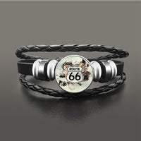 Route 66 Leather Bracelet Jewelry Button Snap Men Women (various models) SJA