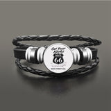 Route 66 Leather Bracelet Jewelry Button Snap Men Women (various models) SJA