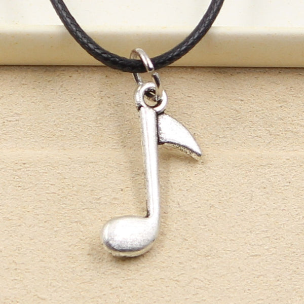 Music Note (Eighth Note) Leather Choker Necklace/ Pendant Women Jewelry