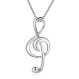 Treble Clef Necklace 925 Sterling Silver Music Note Necklace & Pendant