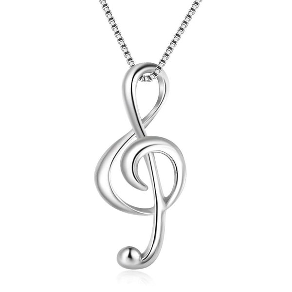 Treble Clef Necklace 925 Sterling Silver Music Note Necklace & Pendant