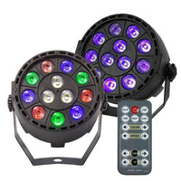 Télécommande sans fil RGBW 12x3W équipement de lumière plate de lavage UV 8 canaux DMX 512 LED effet d'éclairage de scène Uplight SJA