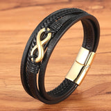 Cross Style Multi Layer Design Men's Leather Bracelet SJA