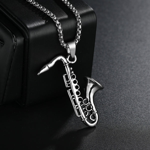 Saxophone Necklace Stainless Steel Chain/ Pendant For Men SJA