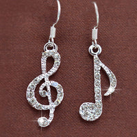 Note de musique Boucles d'oreilles pendantes Bijoux en cristal Accessoires pour femmes