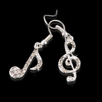 Music Note Drop Earrings Crystal Jewelry Women Accessories