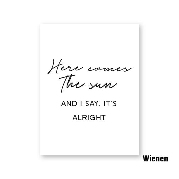 'Here Comes The Sun' Music Quotes Print Wall Art Decor