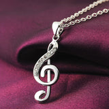 Treble Clef Necklace & Pendant 925 Sterling Silver 18 Inches AAA Zircon