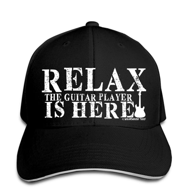 Guitar Quote Baseball Cap ‘Relax The Guitar Player is Here’ Snapback Hat SJA