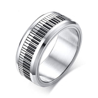Rotatable Piano Keyboard Ring For Men Stainless Steel Spinning Piano Ring Band Music Lover Musician Rotating Jewelry