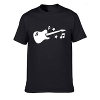 Guitare Notes de musique étoiles T-shirt en coton à manches courtes Tops SJA9