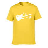 Guitare Notes de musique étoiles T-shirt en coton à manches courtes Tops SJA9