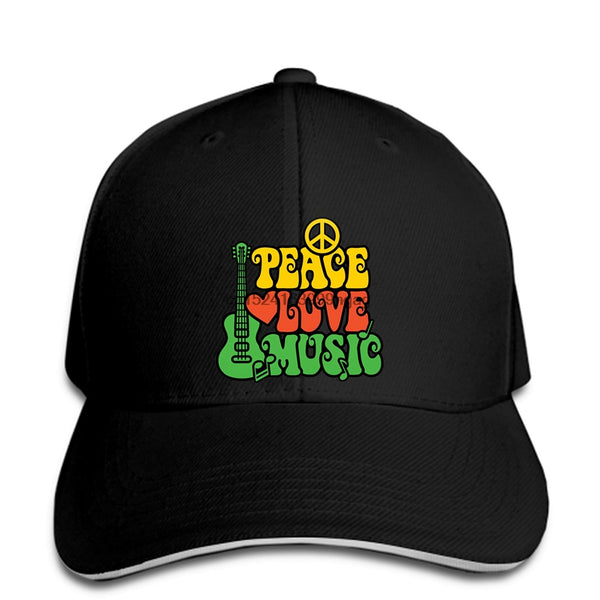 Baseball Cap PEACE LOVE MUSIC Reggae Snapback Hat SJA