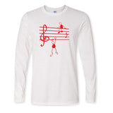 Music Notes Print T-shirt Cotton Long Sleeve Tee SJA