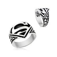 Superman Ring 925 Sterling Silver Jewelry Men