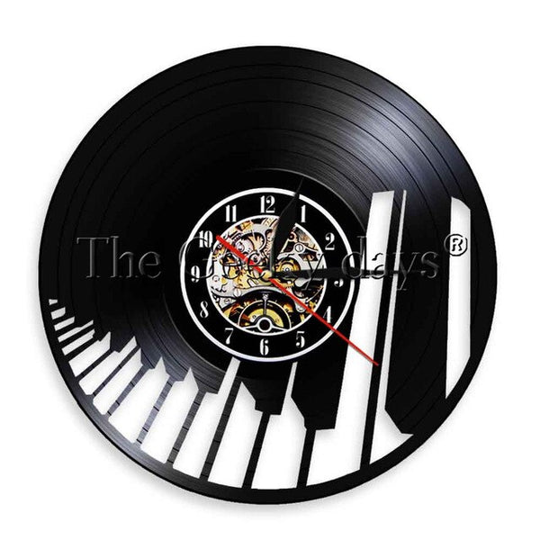 Piano Keyboard Vinyl Record Music Wall Art Clock