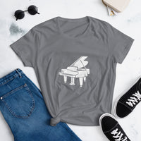 Baby Grand Piano T-Shirt Women's short sleeve 100% Cotton Top