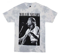 Willie Nelson - T-shirt imprimé tie-dye noir et blanc
